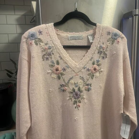 Carolyn Taylor Grandmacore Embroidered Sweater, large Easter, Spring, Teacher - Picture 1 of 2